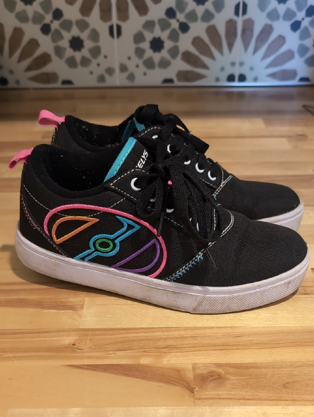 Heelys Black Sneakers with Pink, Teal & Purple Accents